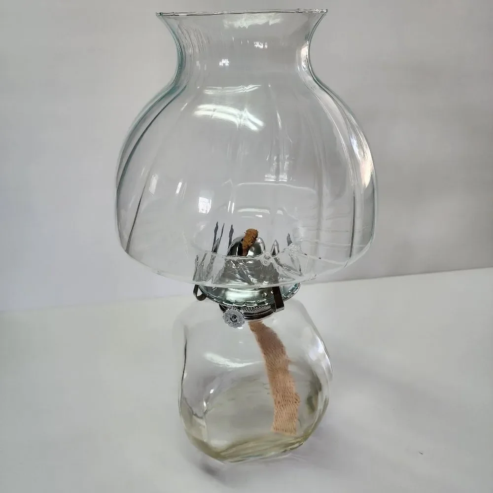 Vintage Lamplight Farms Clear Glass Oil Lamp with Cube Base